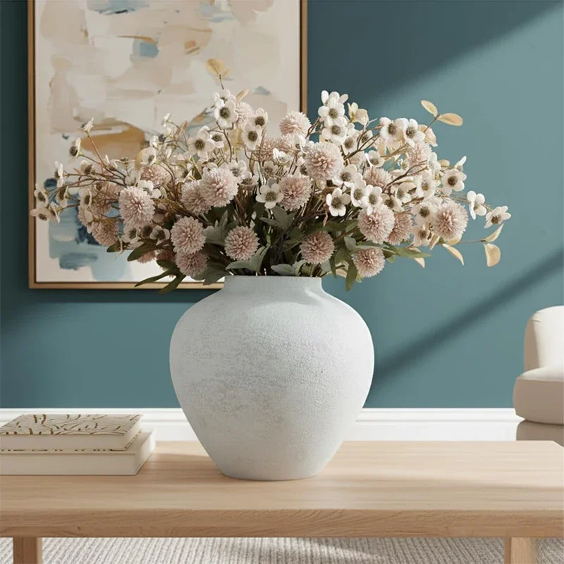 Jarrón Redondo Grande Ideal para Flores Secas, Regalo para Bodas, Decoración para Sala de Estar, Decoración Moderna para
