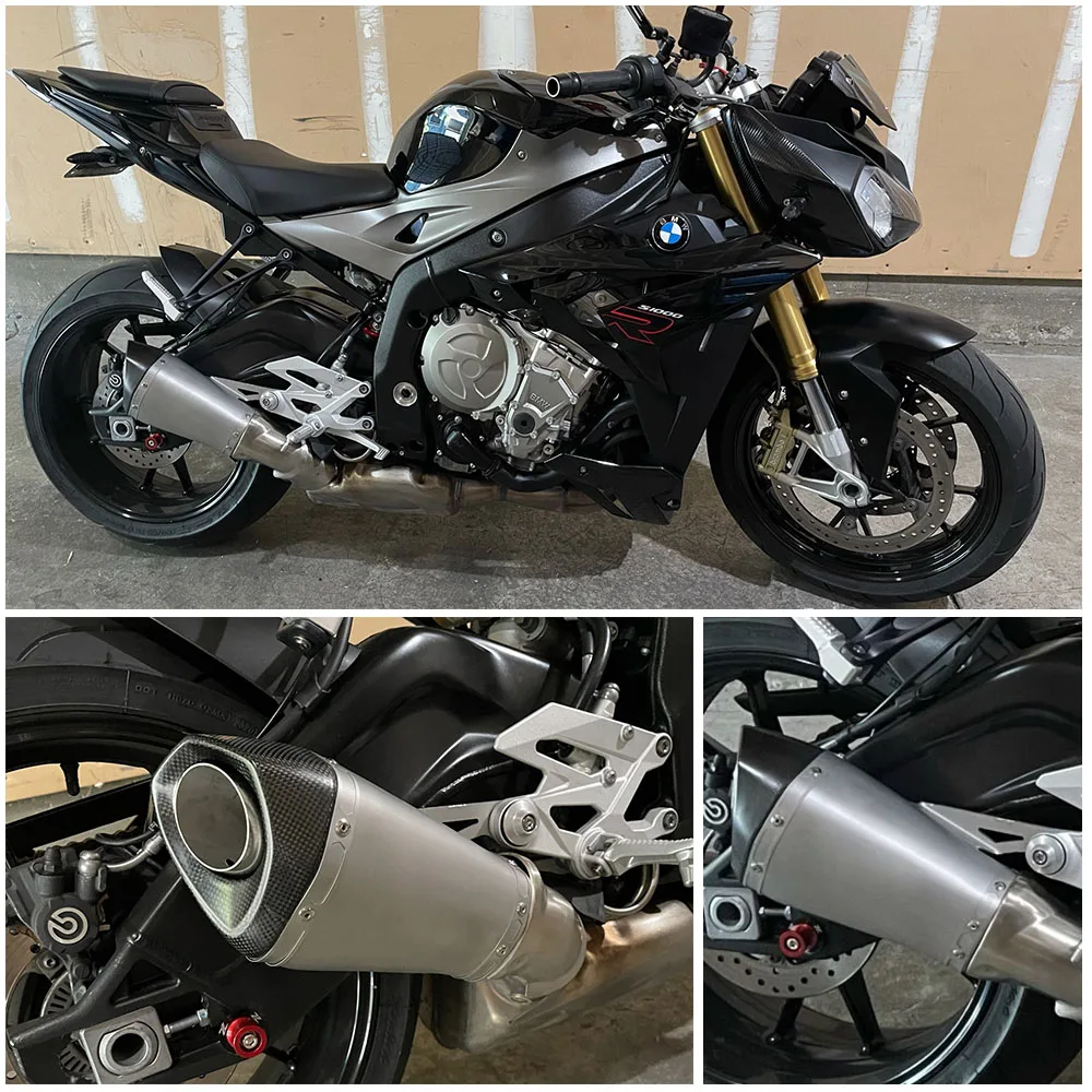 For BMW S1000R S1000RR exhaust system modified tail pipe 51MM 60MM 65MM motorcycle carbon fiber single hole double hole muffler