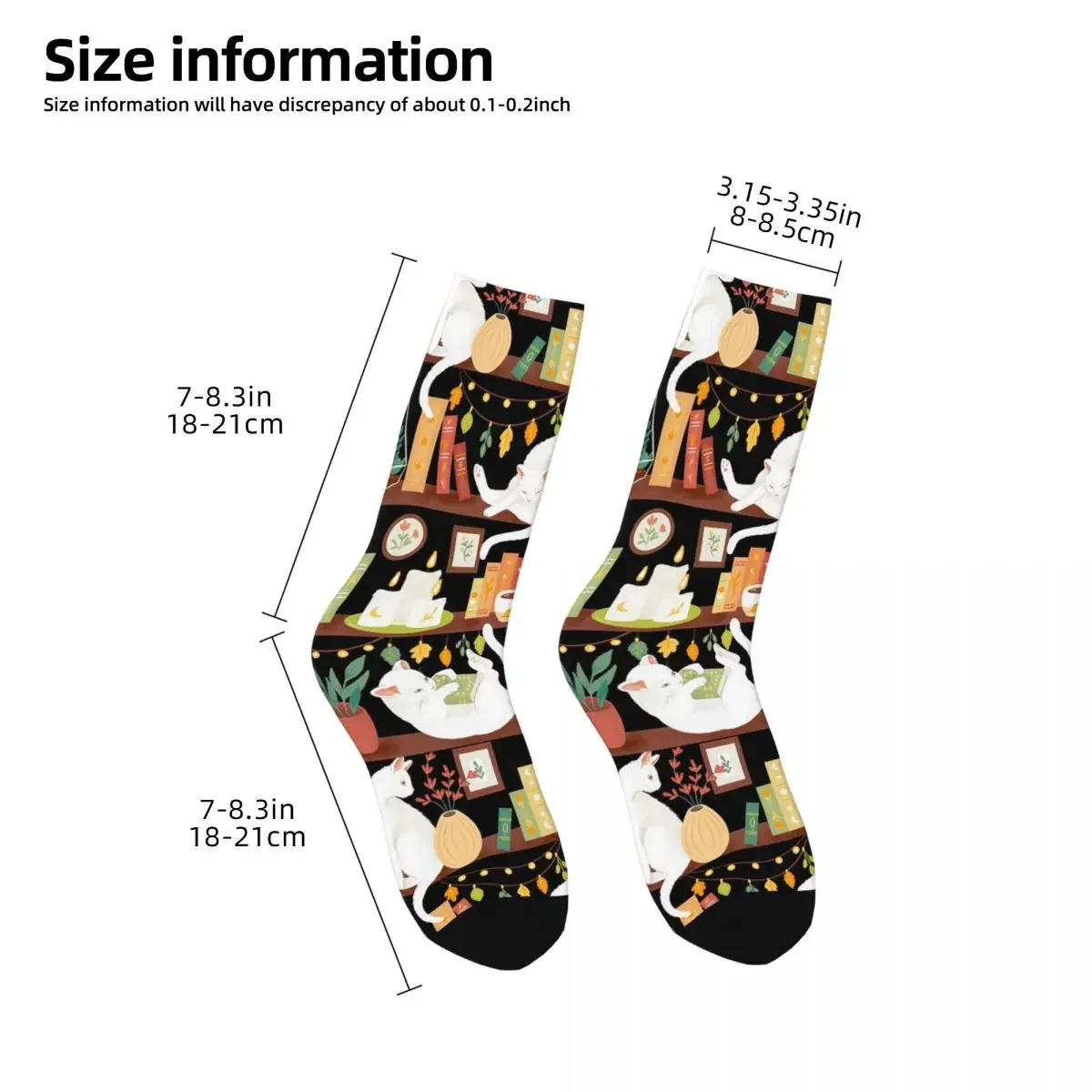 Library Cats 2020 - Night Socks Harajuku High Quality Stockings All Season Long Socks Accessories for Man's Woman's Gifts