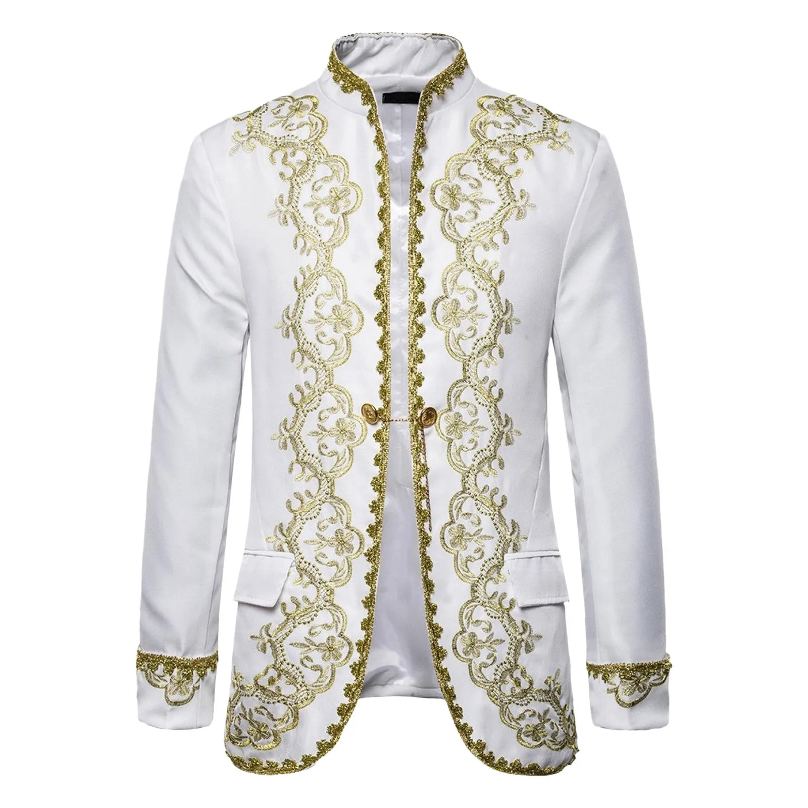 Medieval Victorian Coat King Vintage Costume Coats Jacket Steampunk Up Embroidery Collar Blazera Zip Stand Men's Cosplay Prince