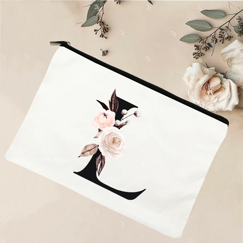 Female Make Up Storage Pouch Rose Alphabet Print Makeup Bag Women Cosmetic Cases Travel Toiletries Organizer Back To School Gift