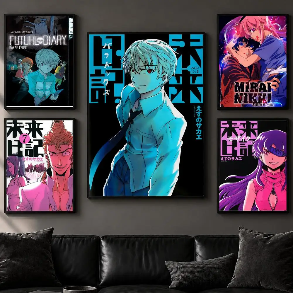 Anime T-The Future DiaryS Poster Art  Self-Adhesive No Glue Residue Wall Decor for Bedroom Living Room