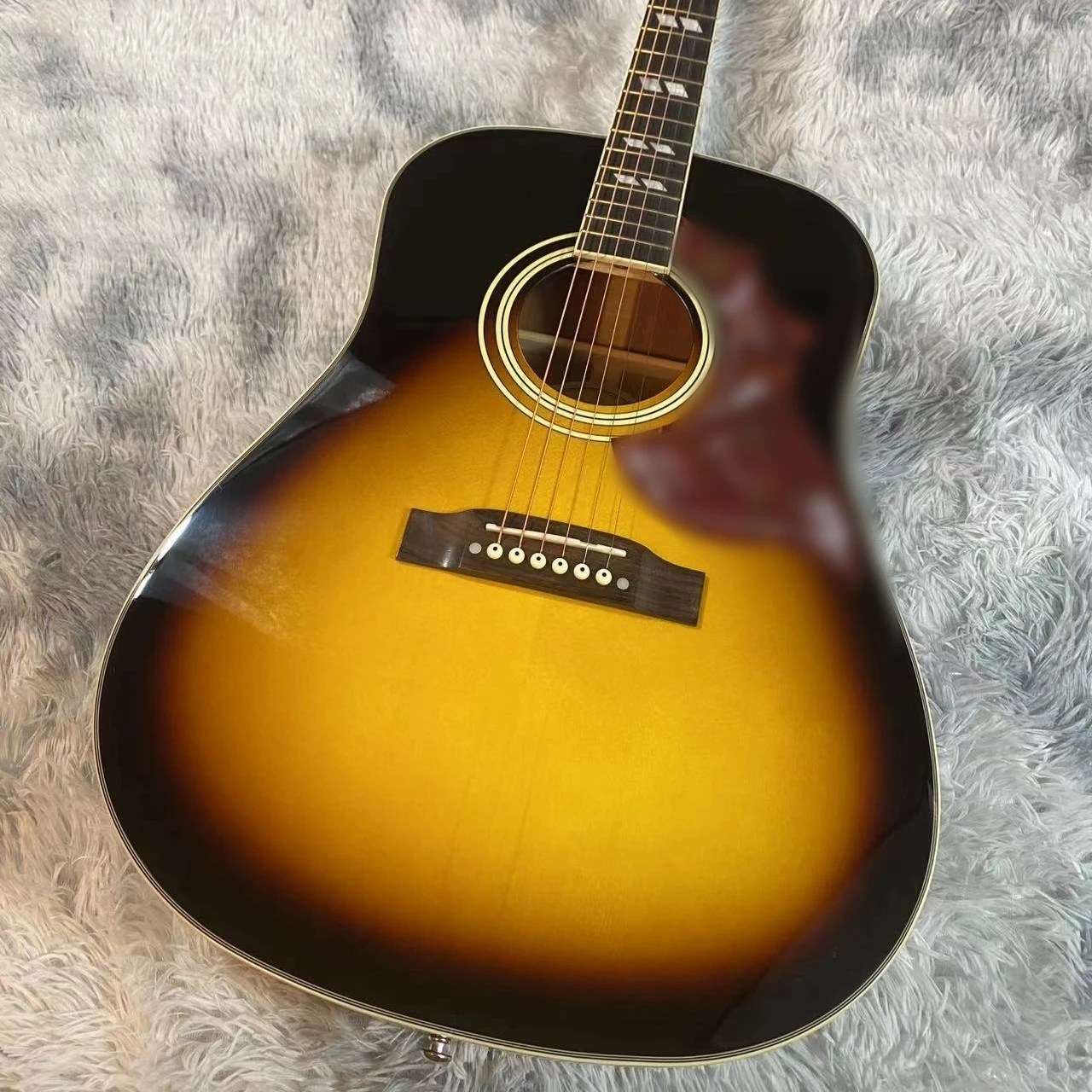 

Free Delivery Hot Sale Bird Series Glossy Mahogany Back Rosewood Neck Solid Top Acoustic Guitar Free Shipping