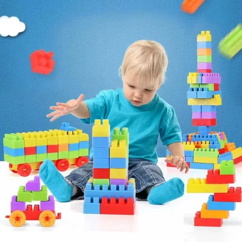 130 pçs grandes partículas de bloco de construção brinquedos montados brinquedos educativos da primeira infância forma mais montada