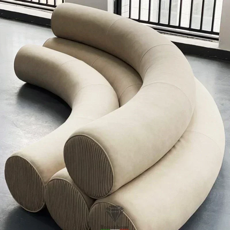 Rainbow Arc Designer Model Sofa Multi-Person Minimalist Creative Cylindrical Lobby Reception Fabric Sofa Customization