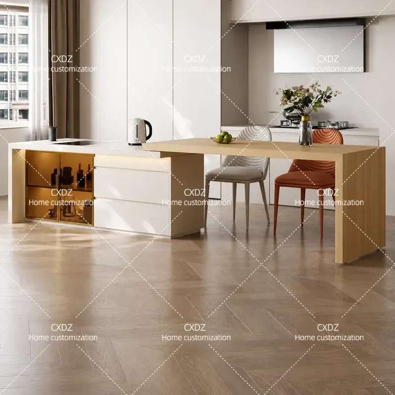 Cream Flush Island Dining Table Integrated Household Retractable Multi Function Mobile Console Bar Counter 2026 New
