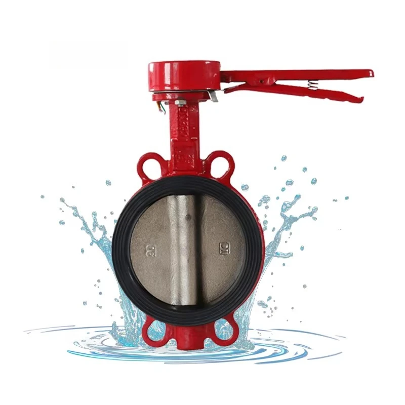 Hand Lever Wafer Type Butterfly Valve with Rubber Seated Safe Structure for Water Media SS1010 Gate Drawing Butt Weld