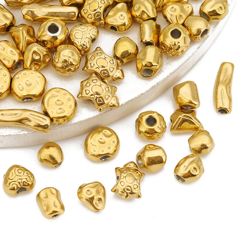 20pcs Stainless Steel Turtle Irregular Retro Baroque Spacer Beads for DIY Bracelet Necklace Jewelry Making Loose Bead Finding
