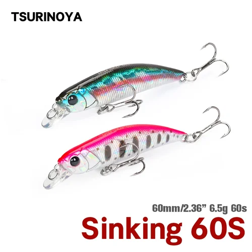 Imagen 2 del producto TSURINOYA 60S hundimiento Minnow señuelo de pesca nuevo modelo INTRUDER 60mm 6,5g cebos duros artificiales trucha Pike Bass Jerkbait Wobbler