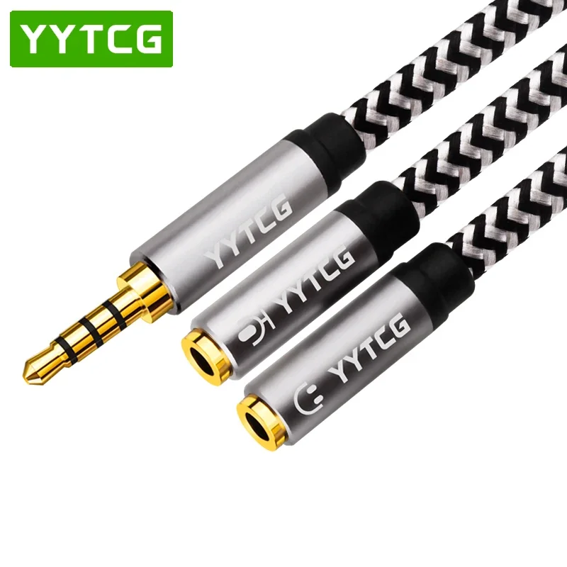 

YYTCG 3.5mm Audio Splitter Cable Jack 3.5mm Male to 2 Female Mic Y Splitter AUX Cable Headset Splitter Adapter for Computer