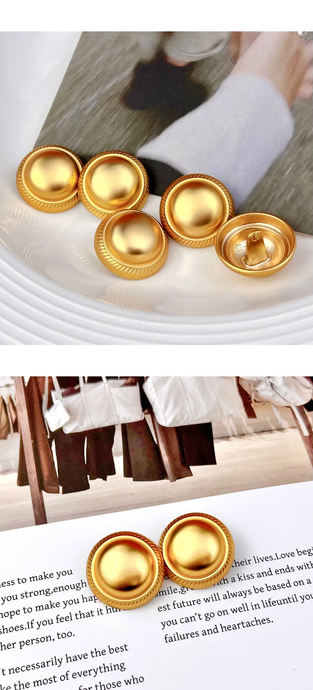 10 Stück Metallknöpfe, Bekleidungszubehör, Dekoration, hochwertige Mantelknöpfe, DIY-Bastel- und Nähzubehör, runde Knöpfe. – Detail 3
