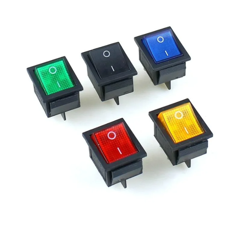 KCD4 Rocker Switch On e Off 6 pinos com LED, lâmpada, 10A, 16A, 250V, T85, 20A, 4Pin, luz para 2 posições, 220, 230V, 10A, foguete