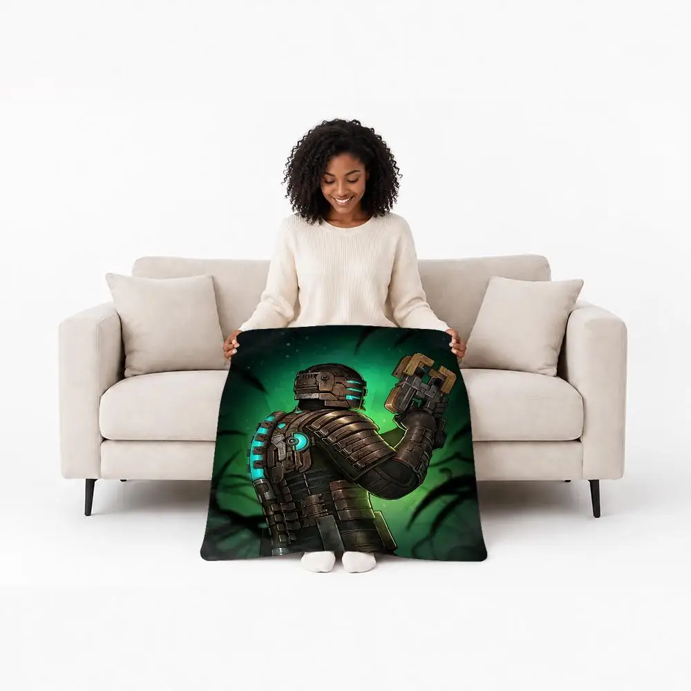 Horror Game Dead Space Throw Custom Printed Flannel Fleece Blanket for Sofa Bed Office Travel & Camping
