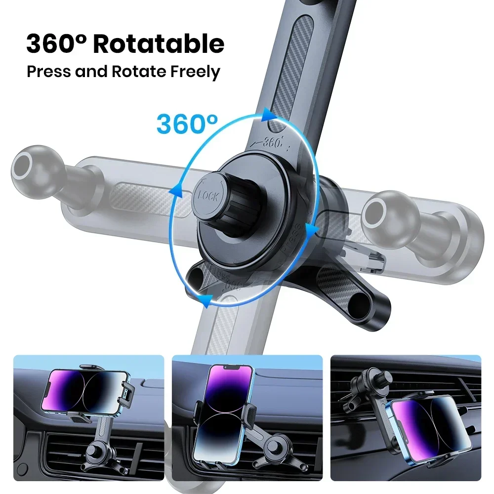 TOPK Magnetic Car Phone Holder Metal Extension Hook 360 Rotation Air Vent Mount Mag-Safe For All Phones 3