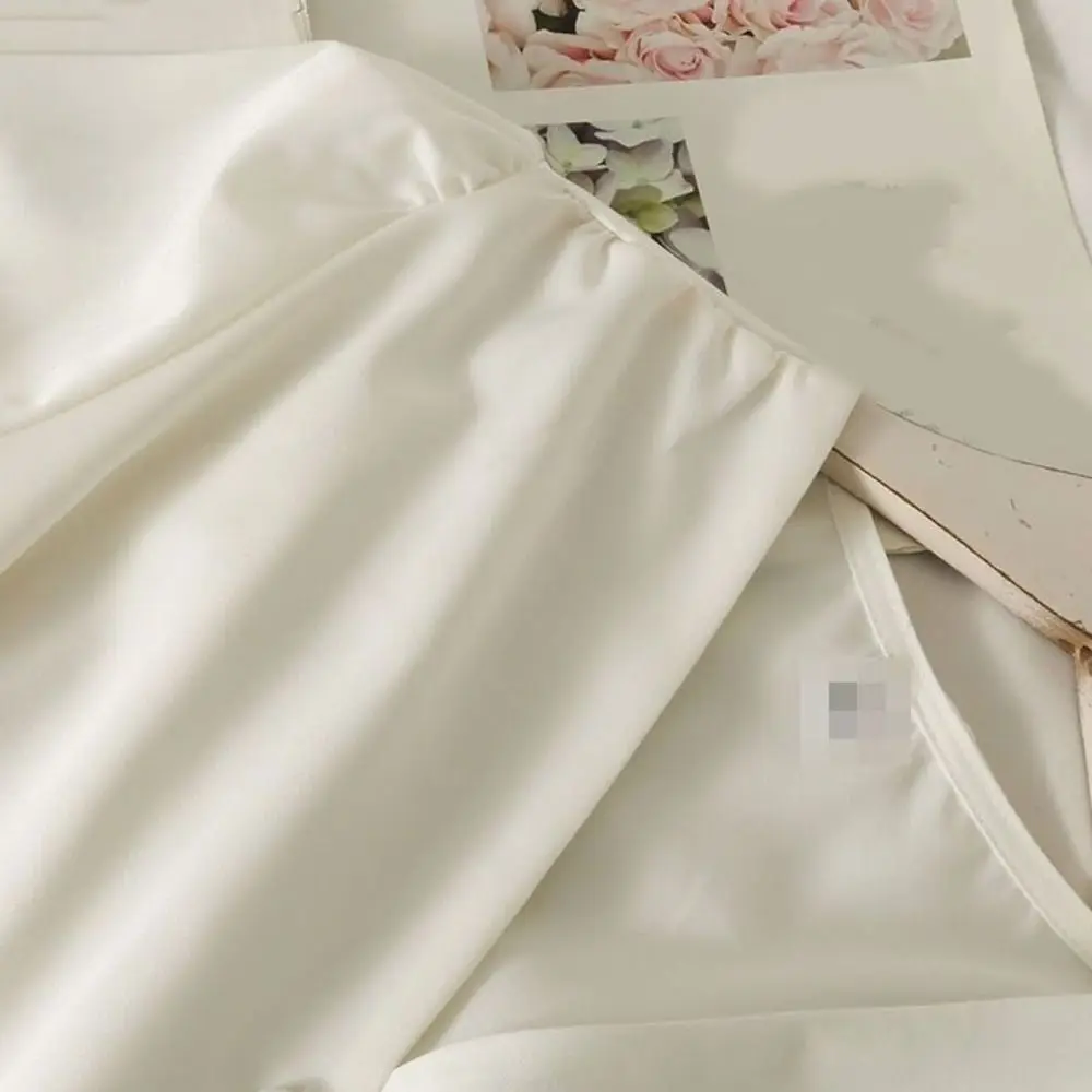 

V-neck Long Sleeve Shirts Waist-cinching Irregular Puff Sleeve Shirt Autumn Spring Slim Fit Office Ladies Tops Spring Autumn