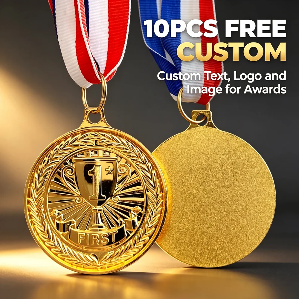 10pcs Free Personalized Medals Custom Medal Gold Winner for awards Prizes Team Sports Games champion BJJ금메달 メダル Military Surplus
