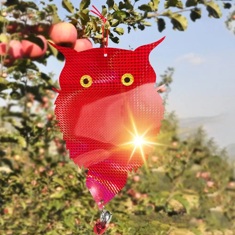 Hanging Bird Repel Scare Devices Waterproof Double-Sided Reflective Fat Owl Bird Repellent With Bell Pest Control Bird Repeller