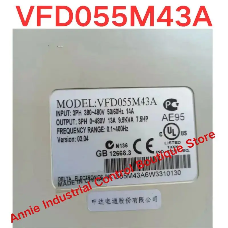 Second-hand test OK .  Variable frequency VFD055M43A 5.5KW three-phase 380V