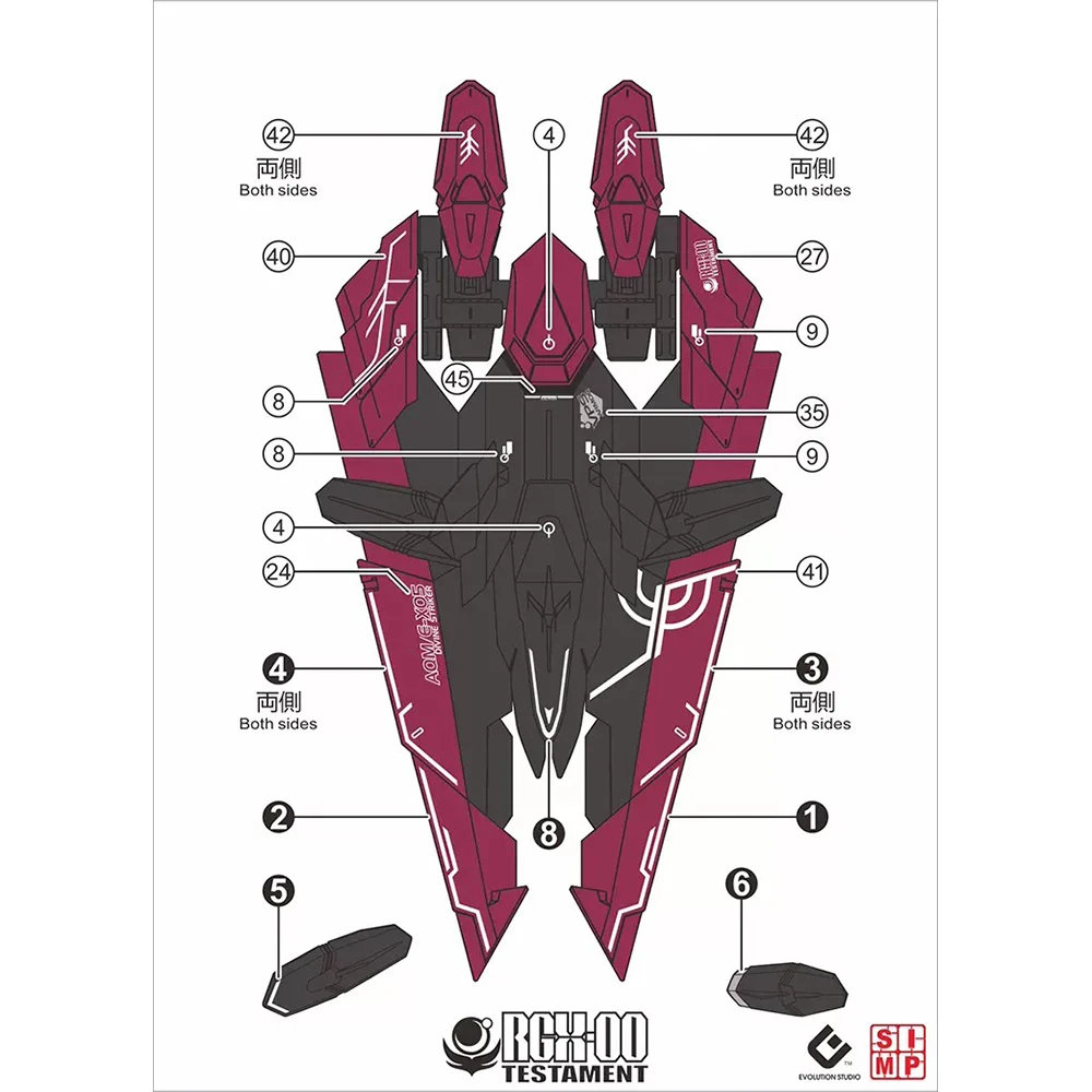 EVO Model Decals Water Slide Decals Tool For 1/100 MG Testament Fluorescent Sticker Model Detail-up Accessories