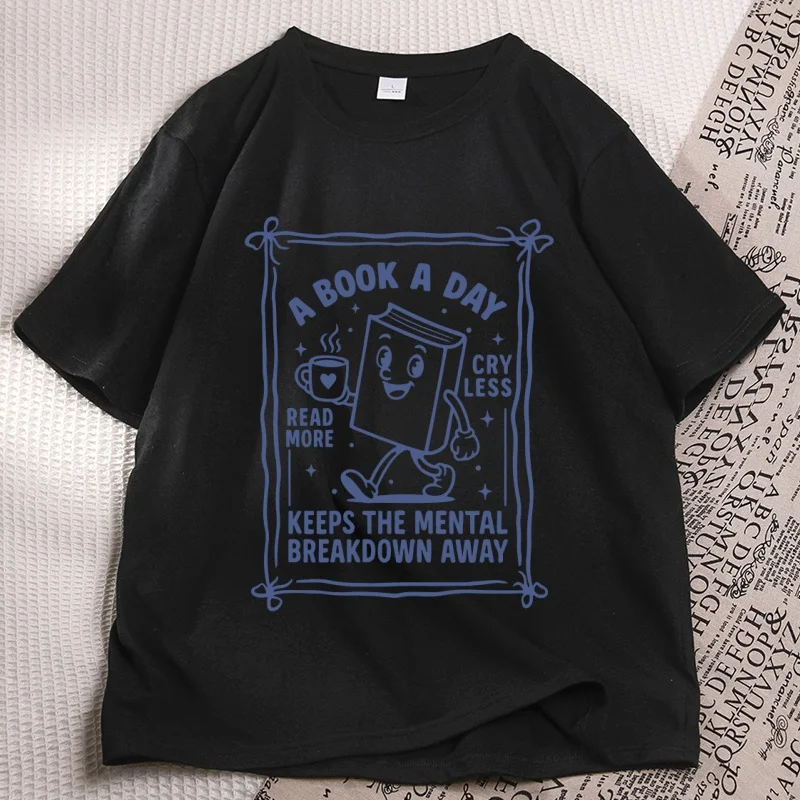 Funny Book Lover Graphic Tee Cotton Short Sleeve Round Neck T-shirt Book Lover Bookworm T Shirt Casual Woman Clothing
