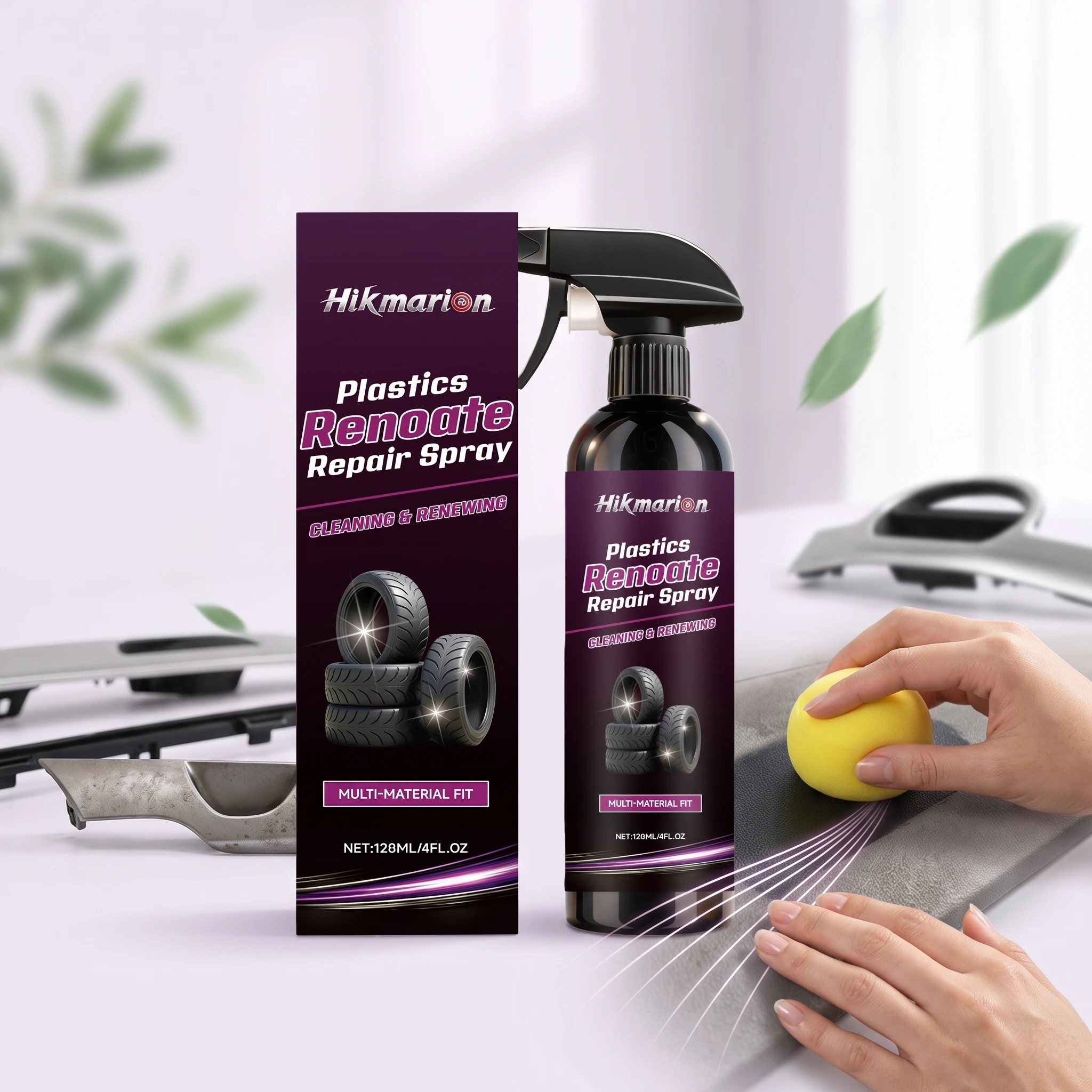Car Interior Polishing Spray Refurbish Faded Plastic Parts Boost Gloss Maintains Surface Smoothness Multi Purpose Cleaning Agent