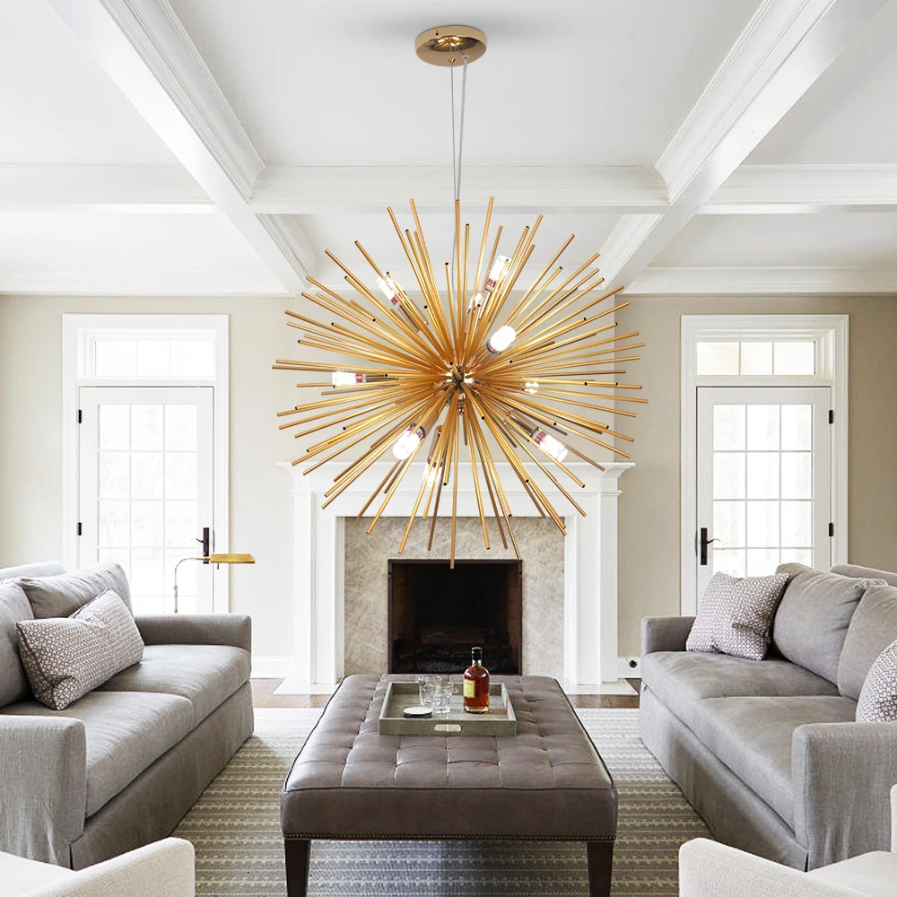 Astra Sputnik Pendant Light Aluminum Starburst Dandelion Chandelier for Metal Tube Dining Table Kitchen Island Living Room Lamp
