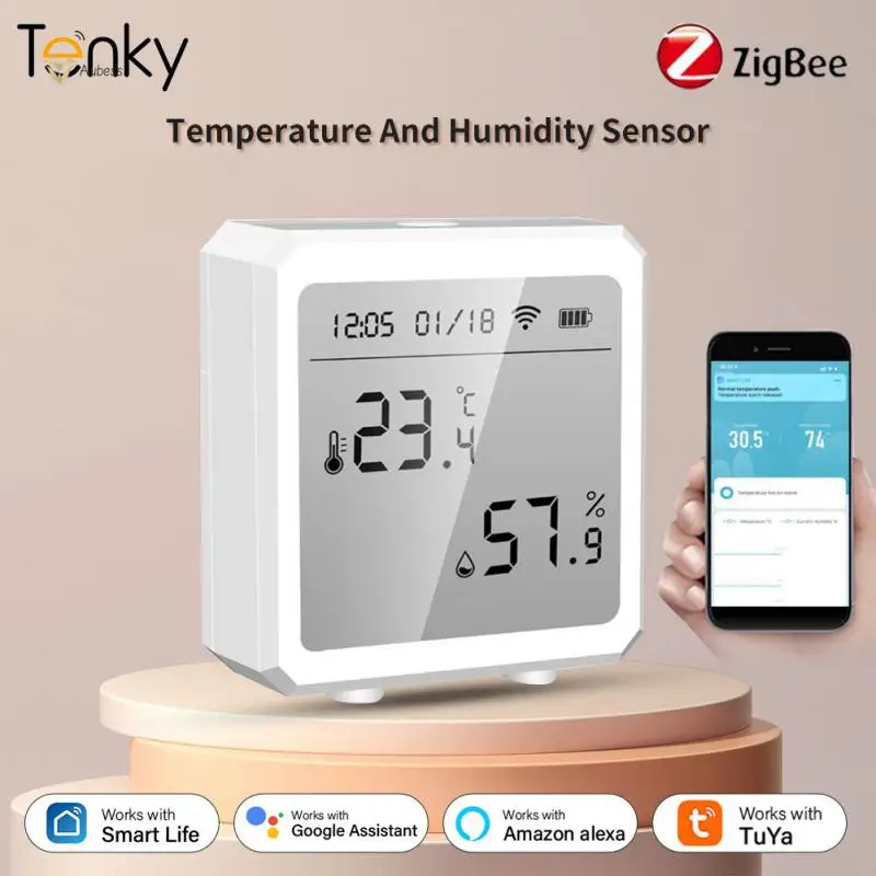 

Tuya Zigbee3.0 Smart Temperature and Humidity Sensor Wireless Thermometer with LCD Screen Digital Display Work with Alexa