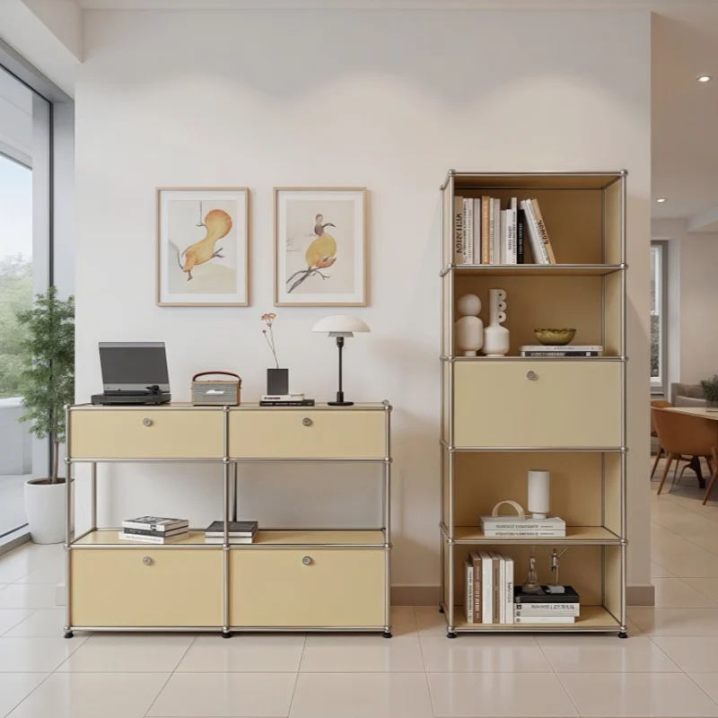 

Modern simple stainless steel side storage cabinet module combination tv stand living room cabinets shoe Storage locker Dresser