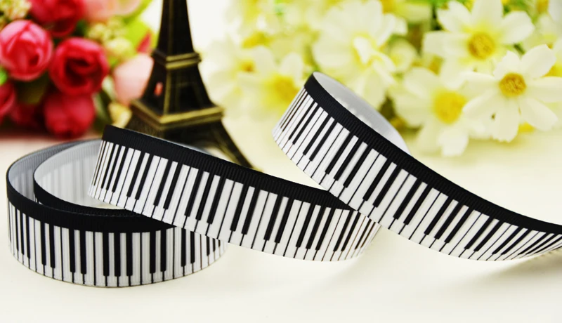 22mm 25mm 38mm 75mm Musical Instrument Cartoon printed Grosgrain Ribbon party decoration 10 Yards X-03329