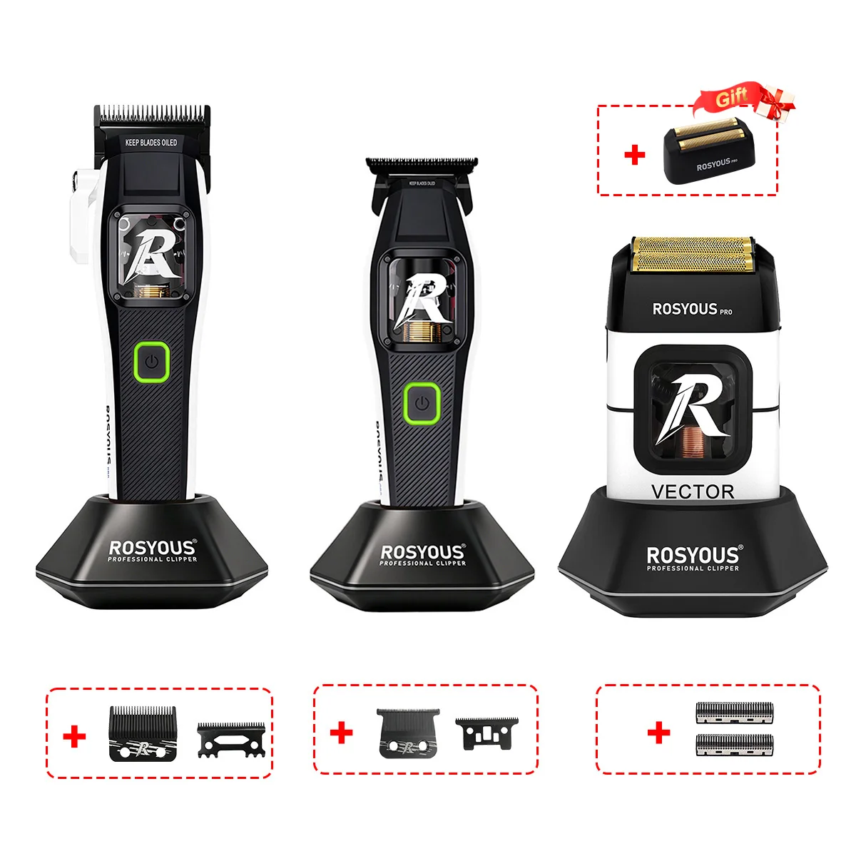 ROSYOUS RS-999C Profi-Haarschneidemaschine mit Bürstenlosem Motor und Dock, Metallgehäuse, Professionelle Schneidemaschine für Herrenfriseure