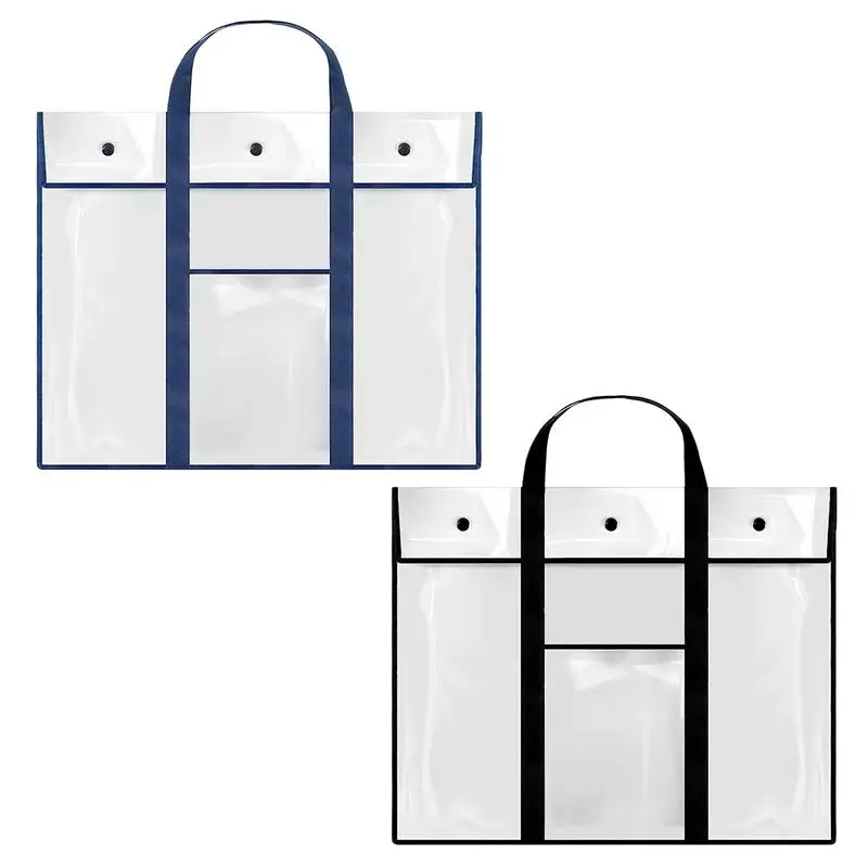 

Poster Storage Bag Clear Large Art Bag Waterproof Artwork Storage Organizer Bulletin Board Holder With Handle & Pocket For