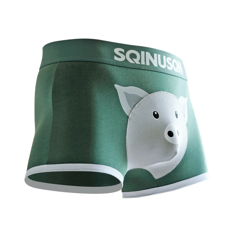 الكرتون خنزير بوق الحقيبة سراويل بوكسر الرجال تنفس ملابس داخلية قطنية الكورية الشباب الجدة Underpant الذكور مضحك نوم جذع #6