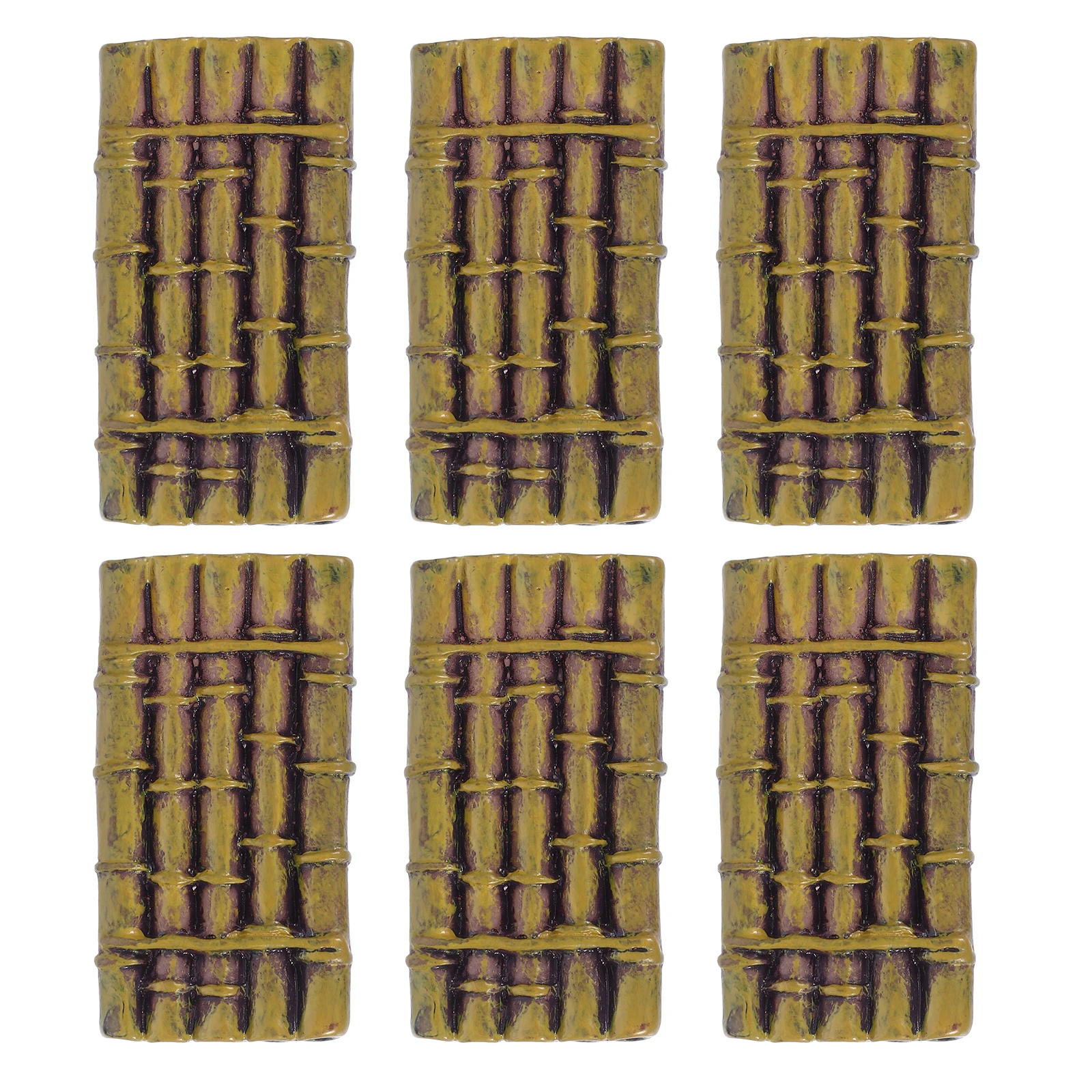 

6pcs Miniature Resin Bamboo Rafts Chinese Themed Micro Landscape Accessories Diy Decorative Ornament Kits For Miniature Gardens