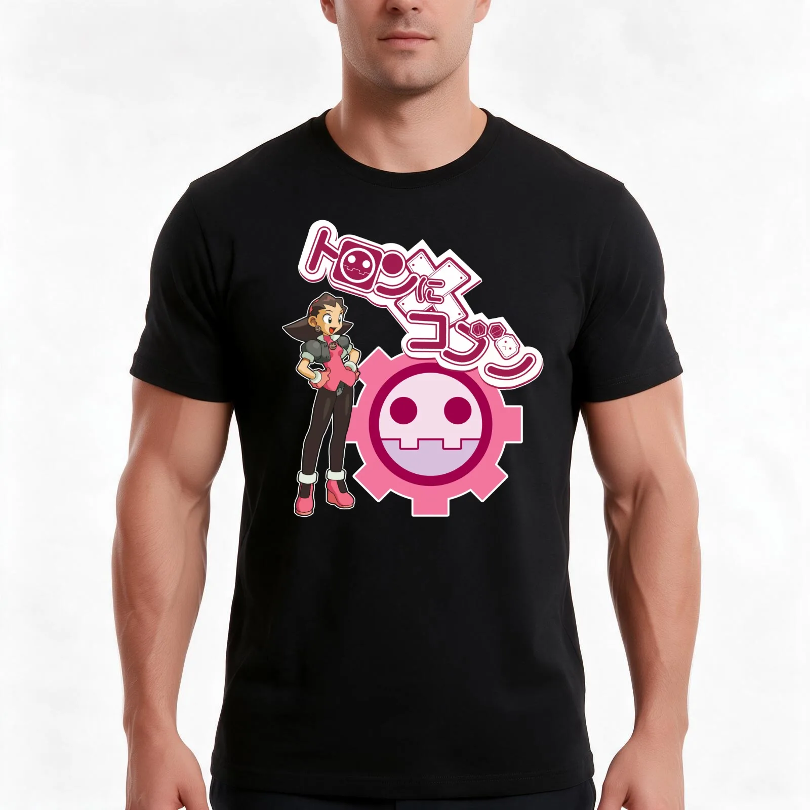 TRON BONNE - v1 PINK T-Shirt, Summer Casual Cotton Tee, Oversized Streetwear Tops, Vintage Graphic Print, Loose Fit Short Sleeve