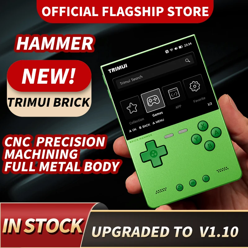 TRIMUI BRICK Hammer Retro Handheld Game Console 3.2'' IPS Screen CNC-Machined Metal Translucent shoulder buttons as a gift