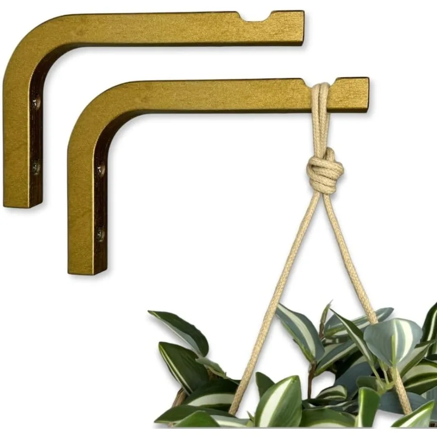 2Piece Set of Plant Hooks for Wall 6 Inch Mounted Wooden Plant Hook Indoor and Outdoor Bracket Plant Hanger for Planters Lanter
