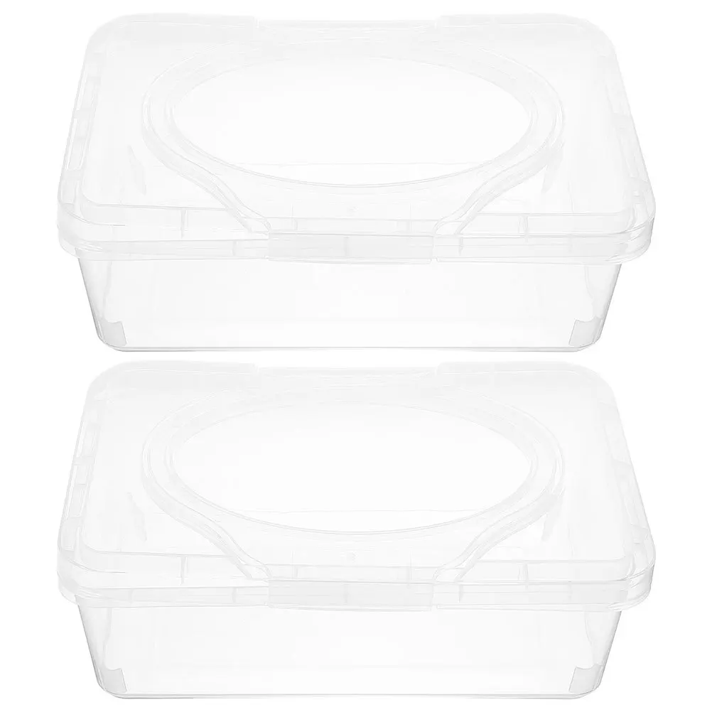 

2pcs Dust-Proof Tissue Box Portable Lightweight Storage Organizer For Wet Wipes Napkins Bathroom Desktop Drawer Clear Refillable