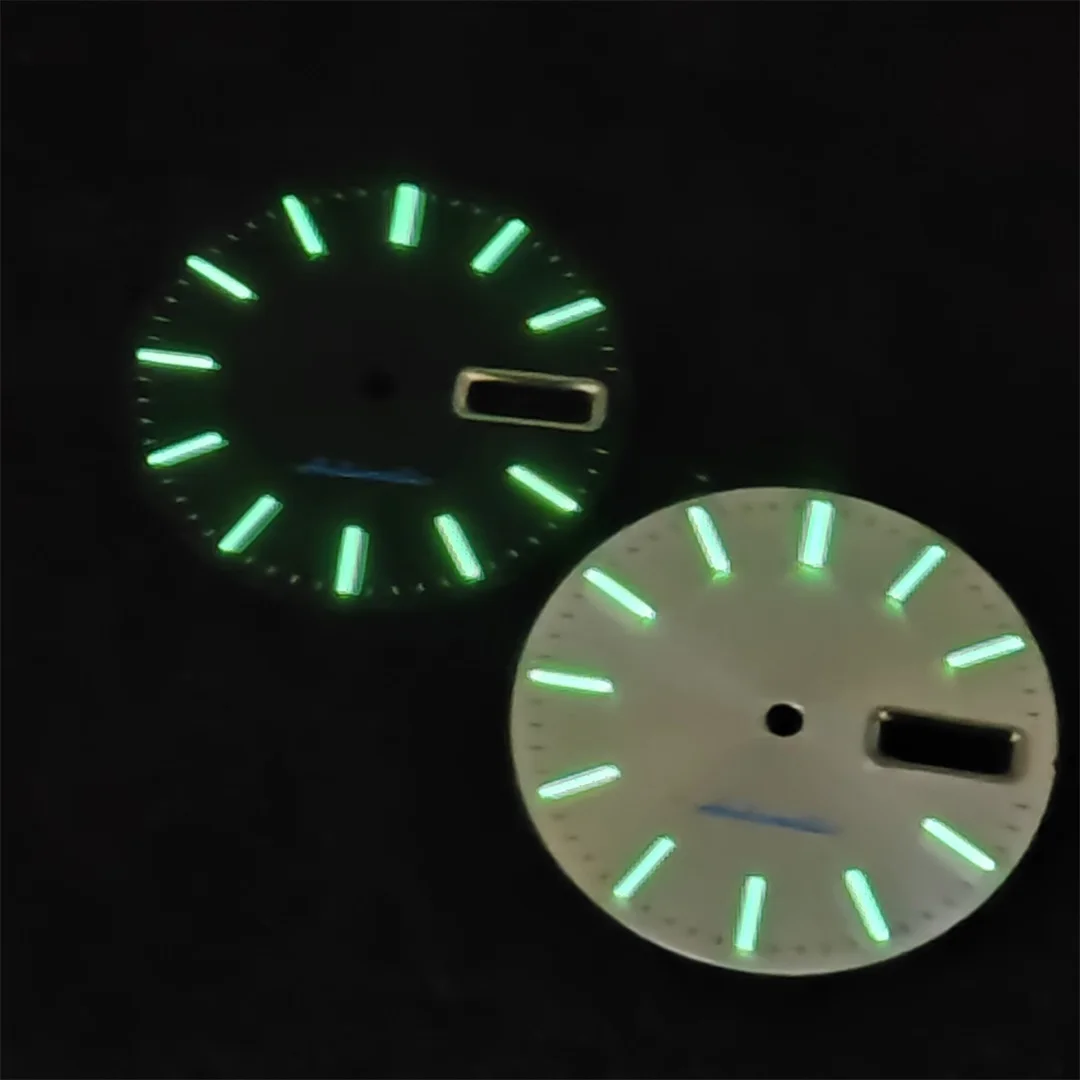 28.5 مللي متر NH36 أسود/أبيض ساعة الطلب C3 الأخضر مضيئة ساعة وجوه ساعة ميكانيكية اكسسوارات لحركة SK007 NH36A NH36A