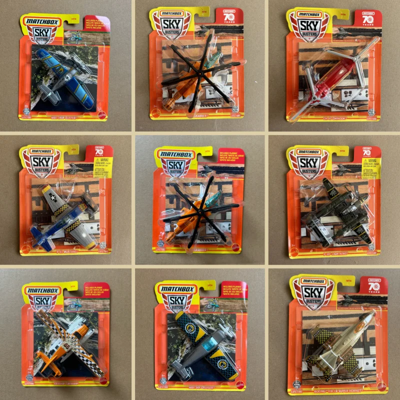 Matchbox Sky Busters Wave 4N 1:64 مقياس يموت الصب نموذج المركبات مجموعة مجموعات الالعاب للأطفال - طائرات هليكوبتر طائرات