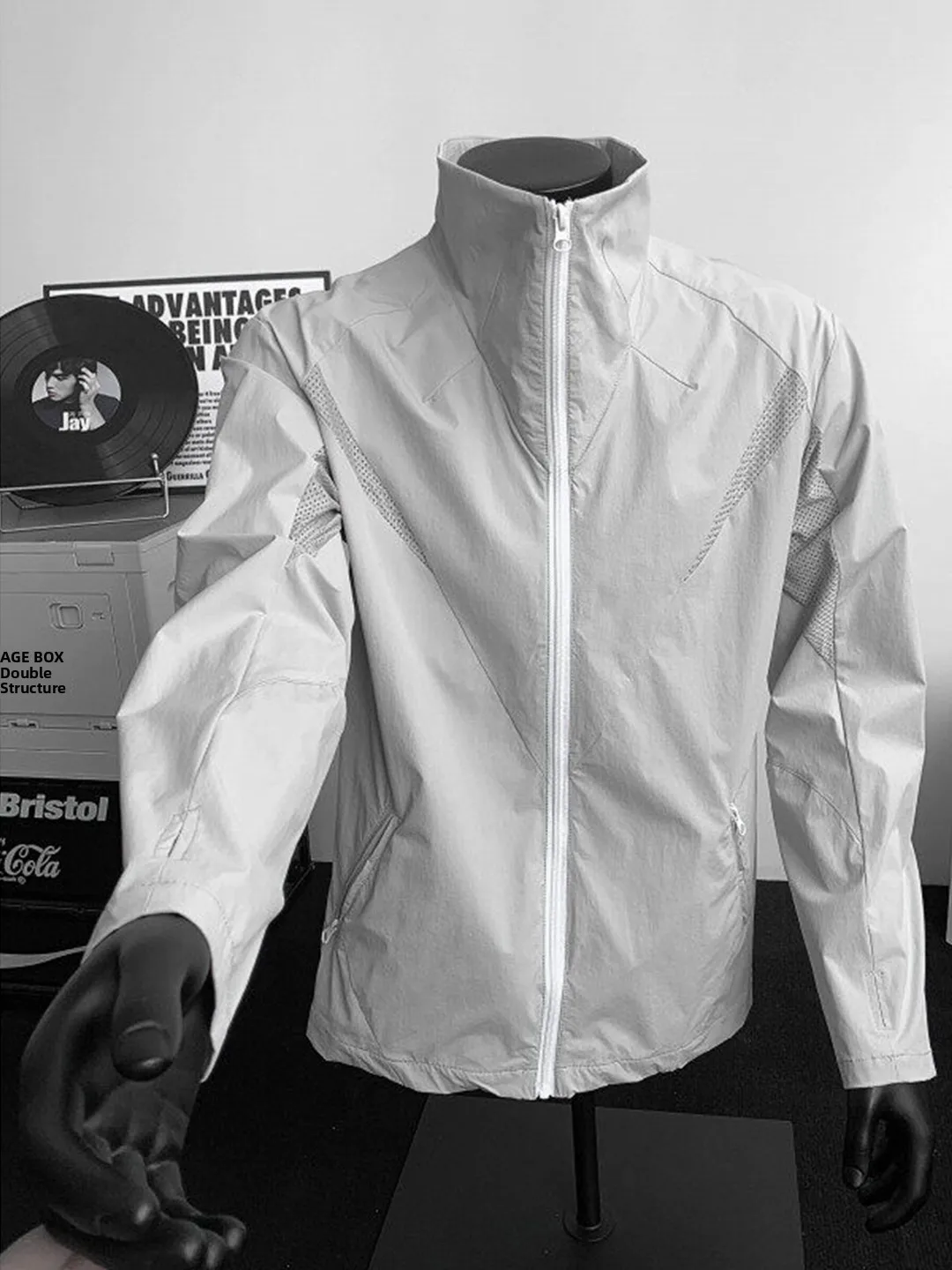 

Легкая мужская летняя куртка-жакет для активного отдыха с защитой от солнца, дышащая, с воротником-стойкой и застежкой-молнией