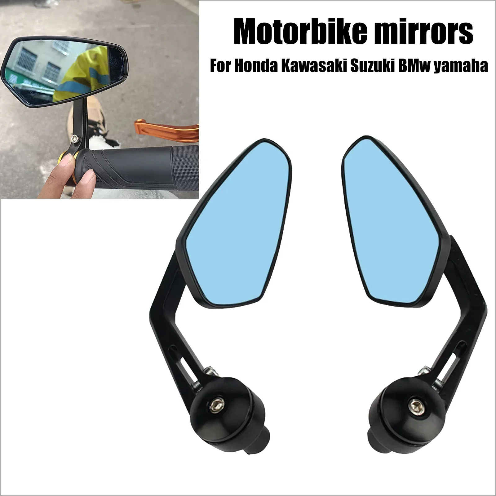 

2Pcs Aluminum 7/8'' 22mm Motorcycle Cruiser Chopper ATV Aluminum Bar End Side Rear View Mirror For BMW Ducati Aprilia Victory