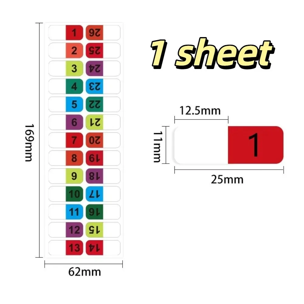 Colorful Alphabet Index Label Stickers Small Strips Waterproof Sticky Index Tabs Study Planner Alphabet Page Markers Dictionary