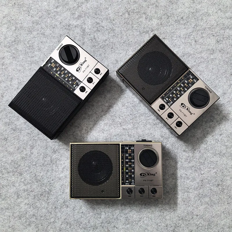 Retro Bluetooth Radio Speaker Multi-band Vintage FM Campus Broadcast Portable with Alarm for Seniors