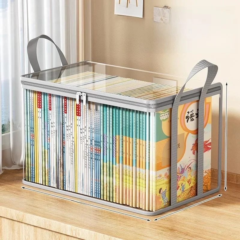 transparent-book-storage-box-dustproof-bag-stackable-packaging-waterproof-document-classification-organizer-business-supplies