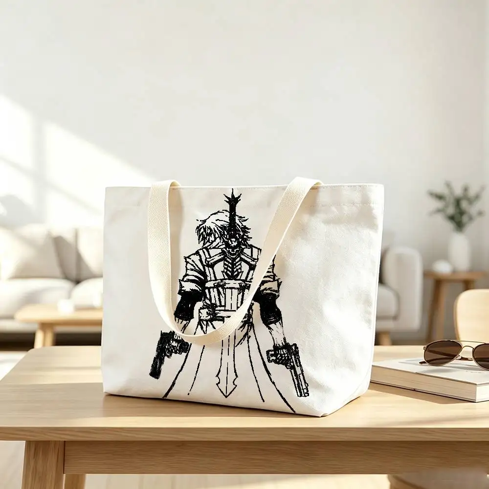 D-Devil May C-Cry Print Canvas Tote Bag Handbag For Daily School Commute Casual Shoulder Bag
