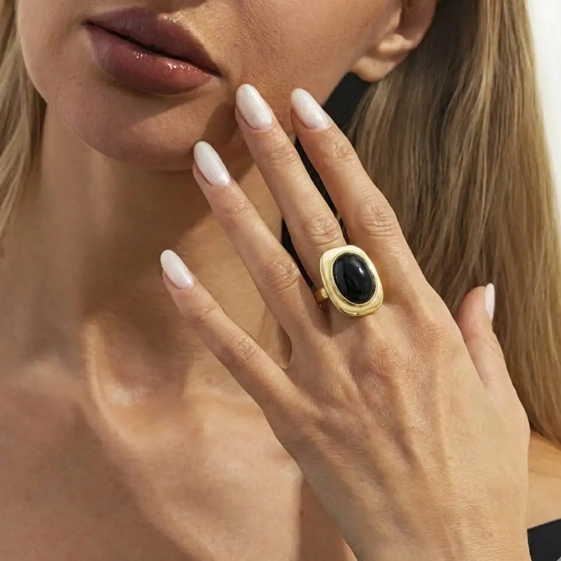 IngeSight.Z Vintage Red Black Acrylic Resin Opening Rings for Women Unique Charm Geometric Metal Finger Ring Party Jewelry New