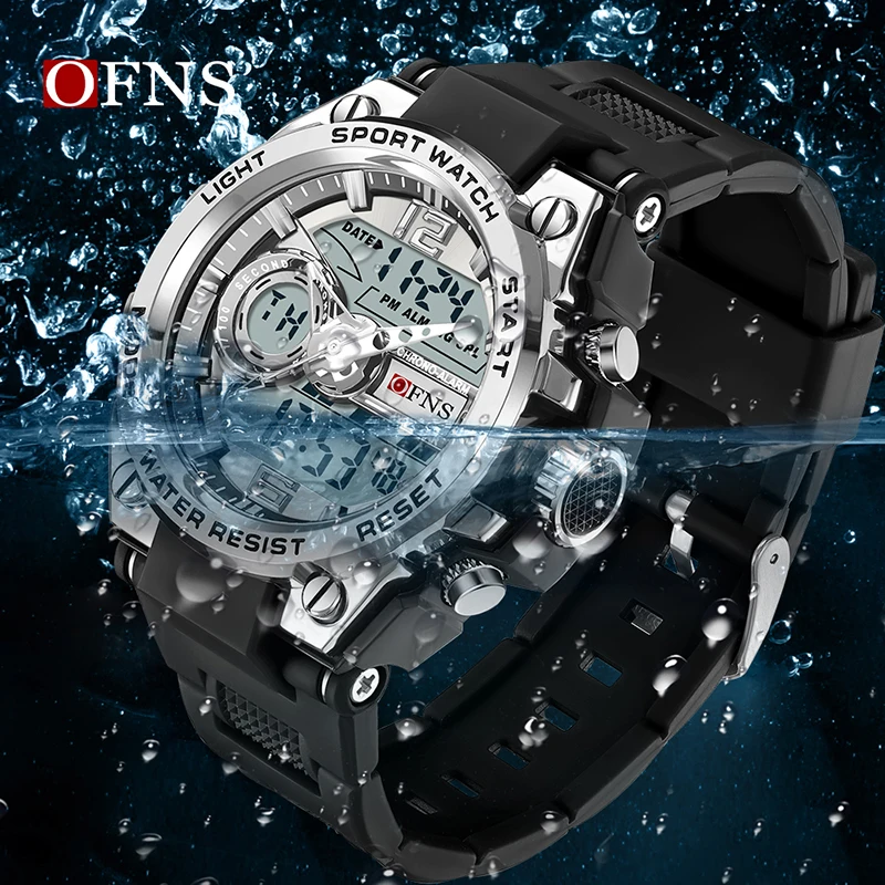 OFNS Top Fashion Quartz Men\'s Sports Watch Outdoors 50M Waterproof LED Electronic Luminous Digital Luxury Military Men\'s Watches