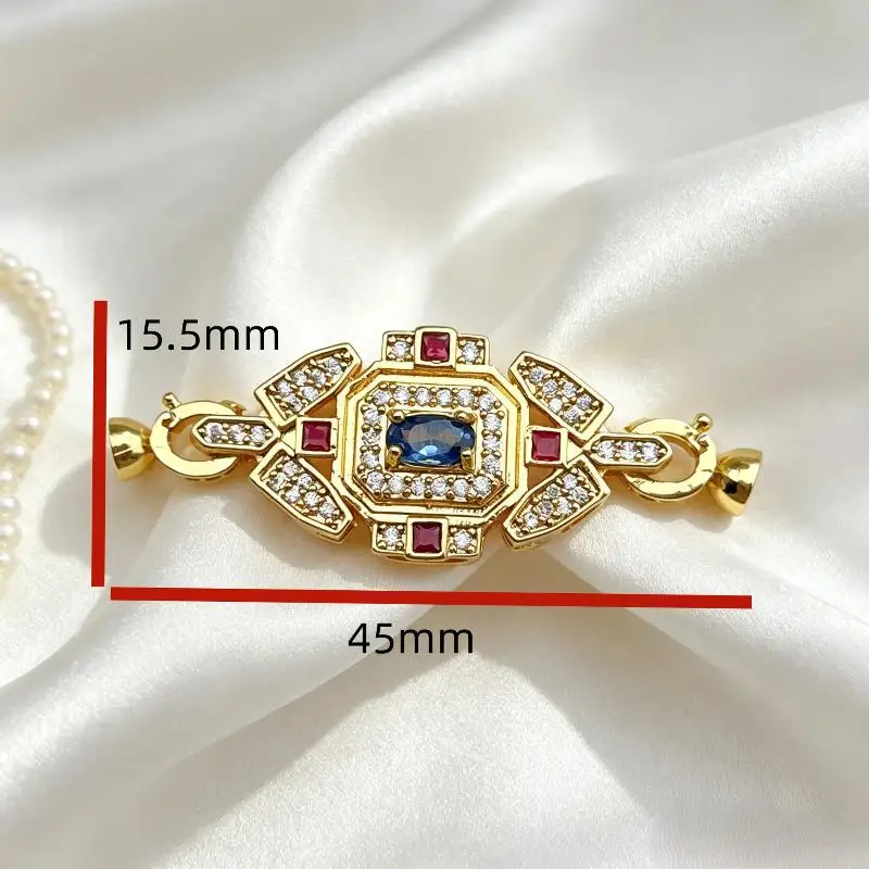 Kupferbeschichtete Hochwertige Luxuriöse Edelstein-Perlen-Pulloverketten-Verlängerungsschnalle DIY Schmuckherstellung Zubehör – Detail 8