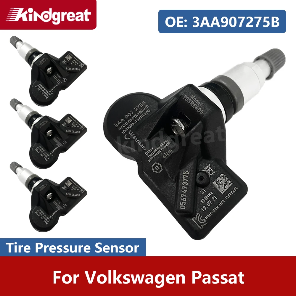 

4PCS/Lot 433MHZ TPMS Tire Pressure Monitor System Sensor 3AA907275B For Volkswagen Passat