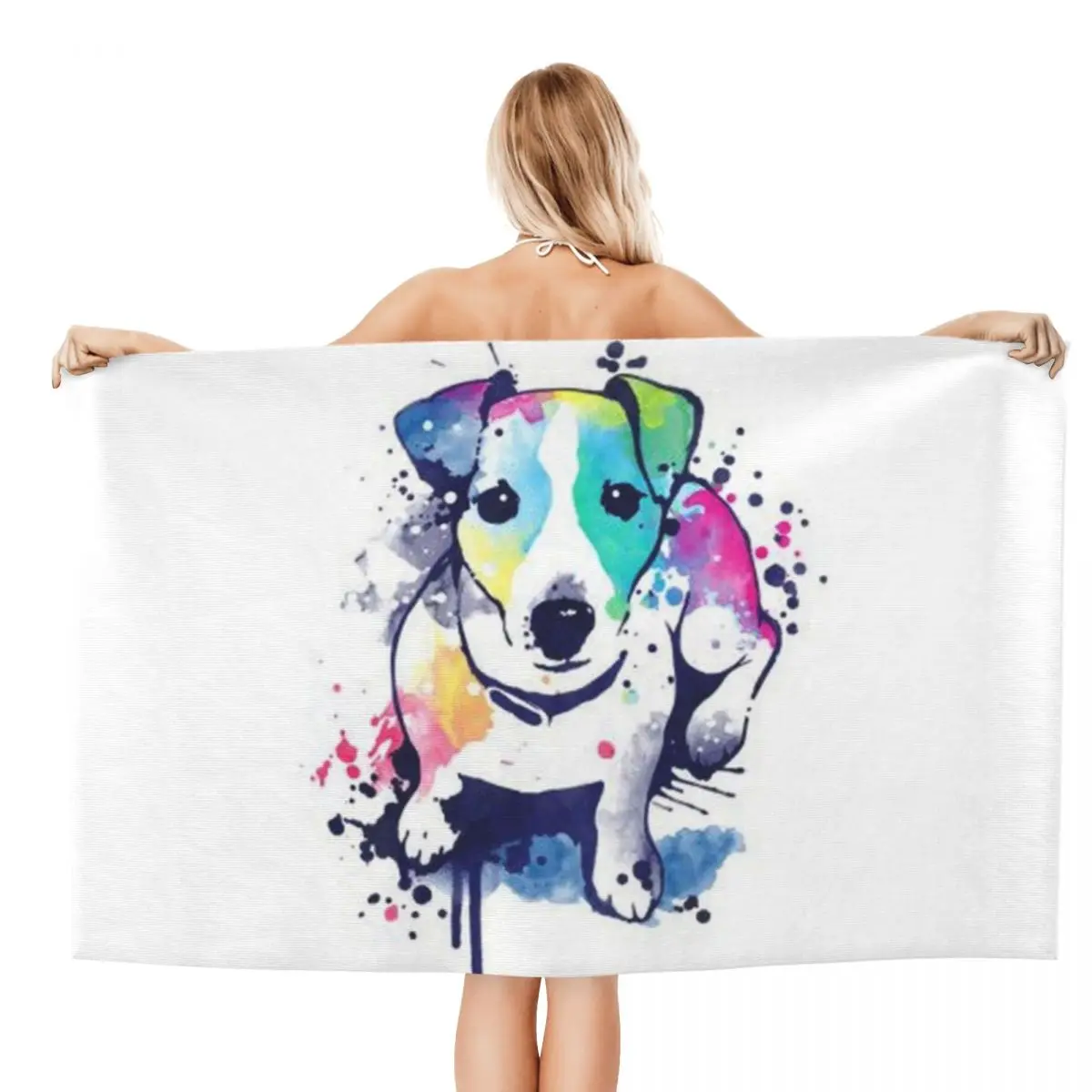 Custom Jack Russell Terrier Dog Art Quick Dry Microfiber Beach Bath Towel Soft Linen Yoga Shower Towels